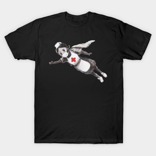 Banksy Superhero Nurse T-Shirt by inkstyl